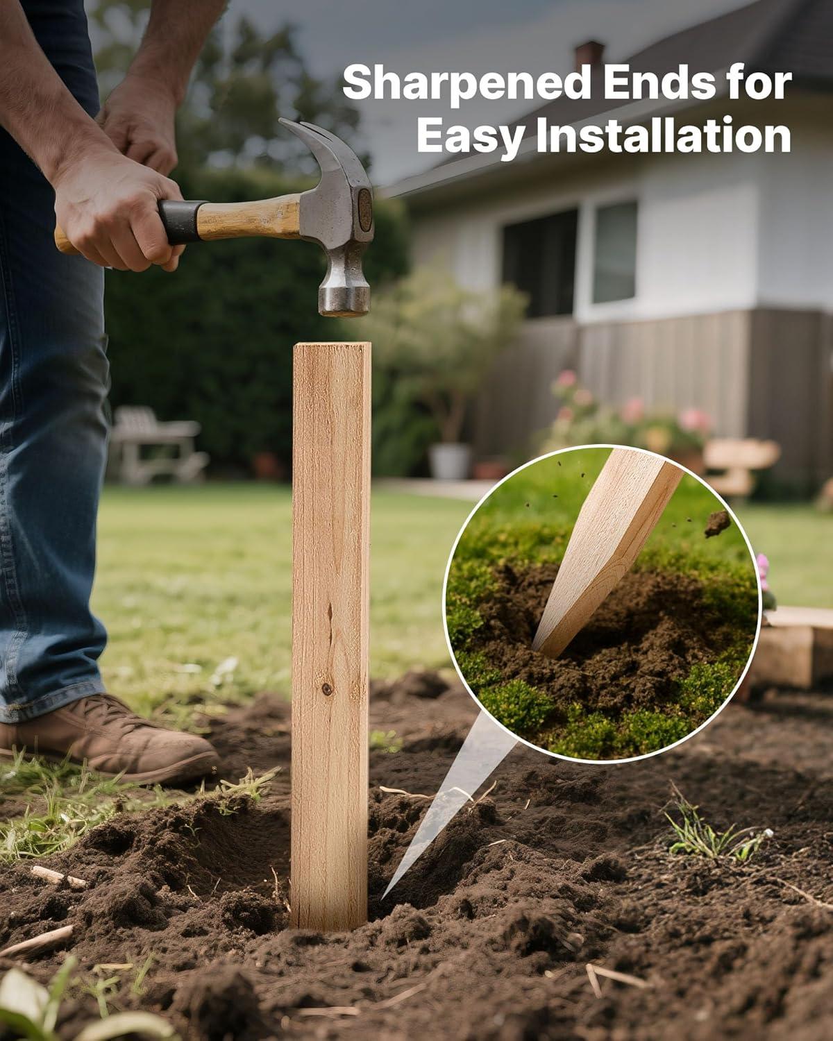 imageVEVOR Wooden Garden Stakes 25 Pcs 24 x 05 x15 in Survey Grading Stakes Garden Ground Stake with Sharp Point Fir Wood Plant Support Stake Sign Posts for Silt Fence Backyard Boundaries Baselines05 x 15 x 36in25pcs