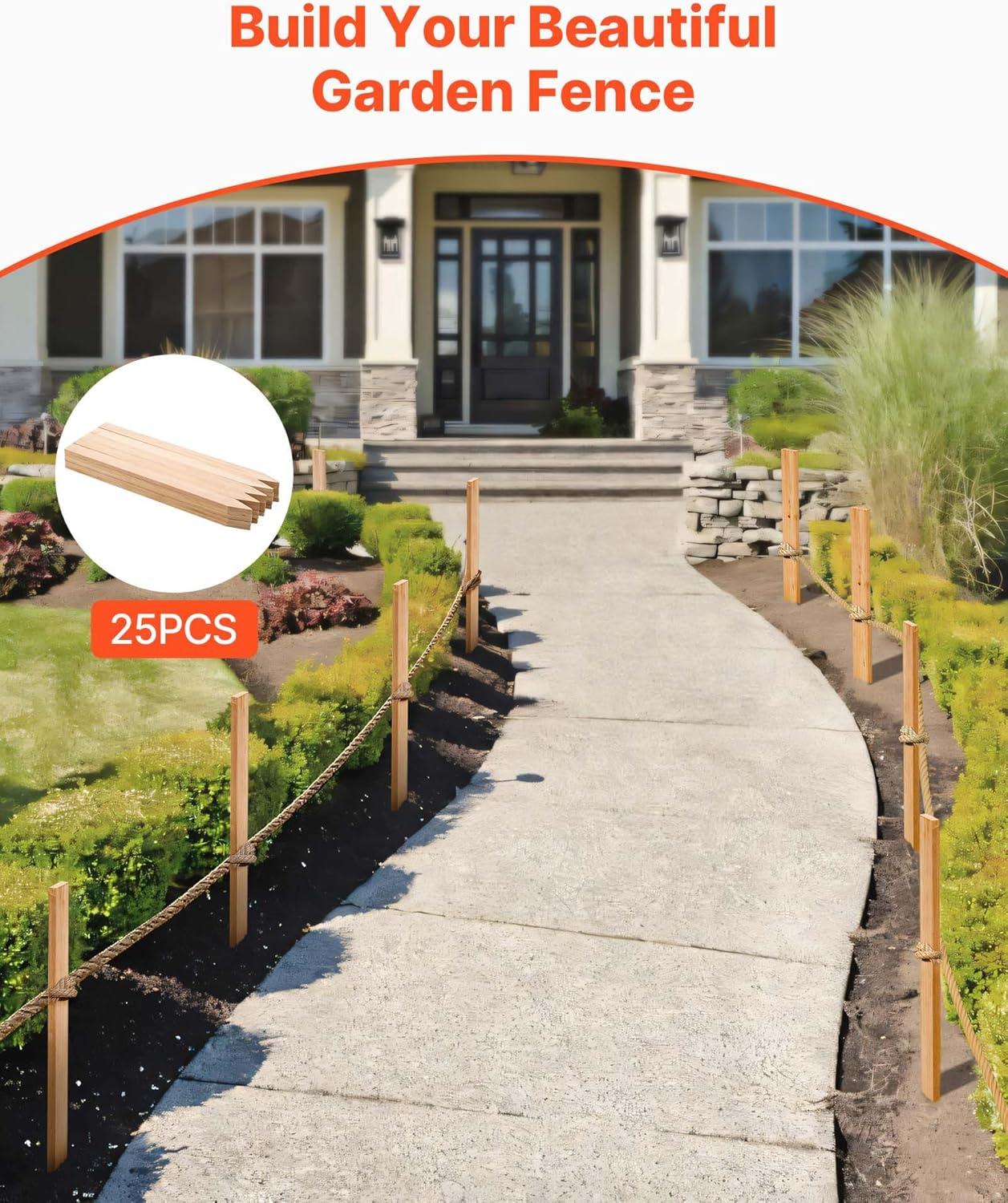 imageVEVOR Wooden Garden Stakes 25 Pcs 24 x 05 x15 in Survey Grading Stakes Garden Ground Stake with Sharp Point Fir Wood Plant Support Stake Sign Posts for Silt Fence Backyard Boundaries Baselines05 x 15 x 24in25pcs
