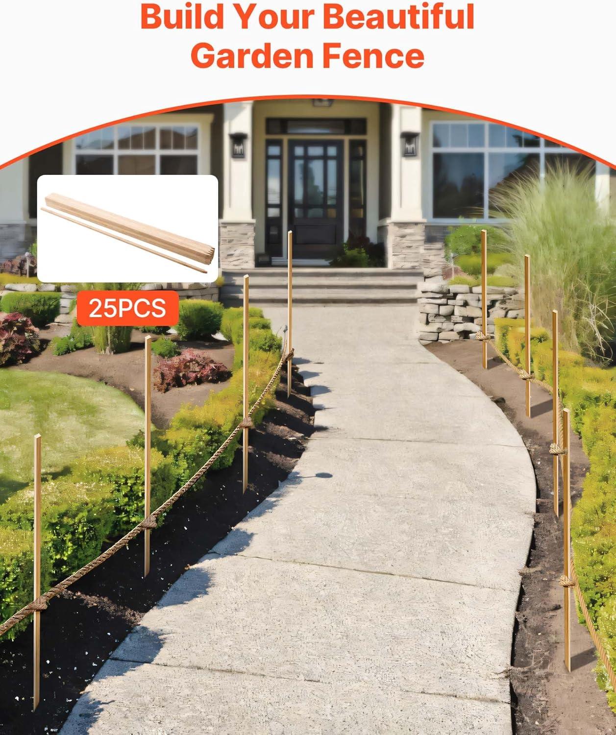 imageVEVOR Wooden Garden Stakes 25 Pcs 24 x 05 x15 in Survey Grading Stakes Garden Ground Stake with Sharp Point Fir Wood Plant Support Stake Sign Posts for Silt Fence Backyard Boundaries Baselines069 x 05 x 48in25pcs