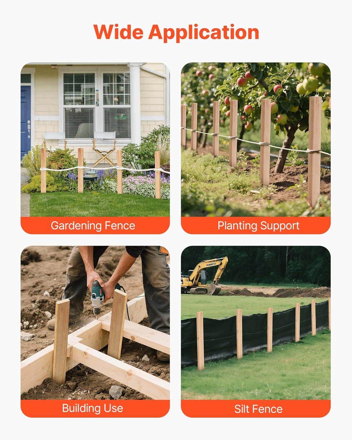 imageVEVOR Wooden Garden Stakes 25 Pcs 24 x 05 x15 in Survey Grading Stakes Garden Ground Stake with Sharp Point Fir Wood Plant Support Stake Sign Posts for Silt Fence Backyard Boundaries Baselines05 x 15 x 24in25pcs