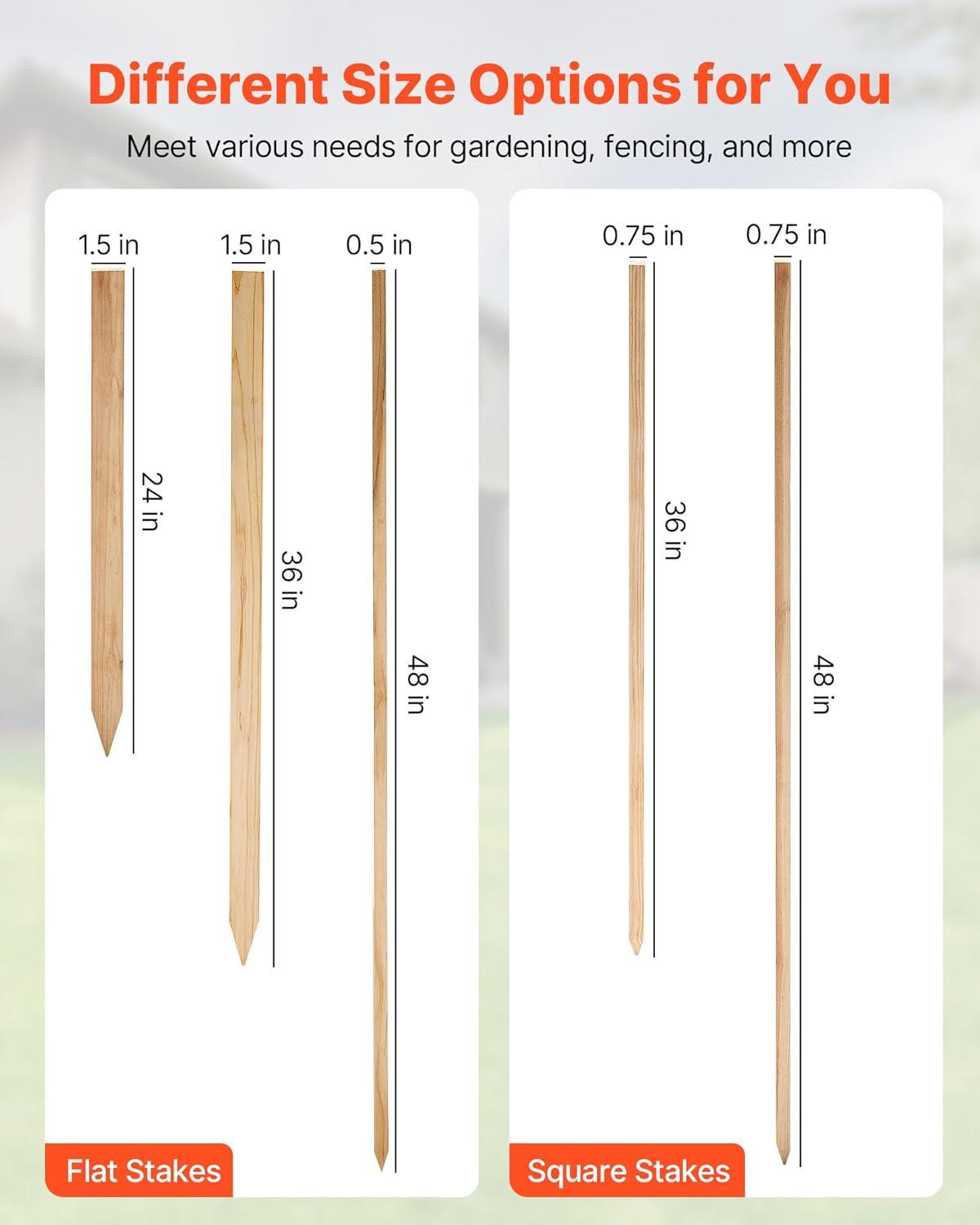imageVEVOR Wooden Garden Stakes 25 Pcs 24 x 05 x15 in Survey Grading Stakes Garden Ground Stake with Sharp Point Fir Wood Plant Support Stake Sign Posts for Silt Fence Backyard Boundaries Baselines05 x 15 x 36in25pcs