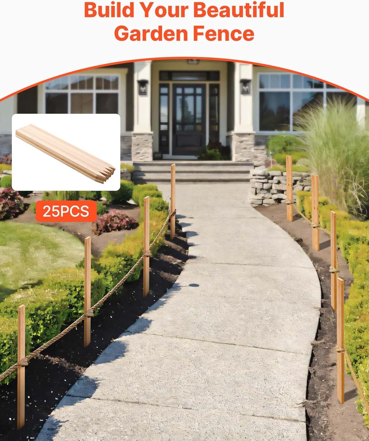 imageVEVOR Wooden Garden Stakes 25 Pcs 24 x 05 x15 in Survey Grading Stakes Garden Ground Stake with Sharp Point Fir Wood Plant Support Stake Sign Posts for Silt Fence Backyard Boundaries Baselines05 x 15 x 36in25pcs