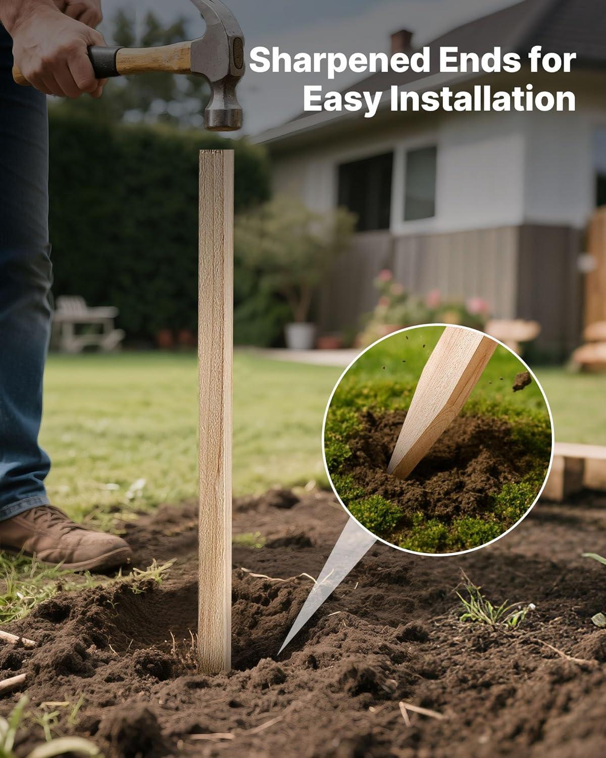 imageVEVOR Wooden Garden Stakes 25 Pcs 24 x 05 x15 in Survey Grading Stakes Garden Ground Stake with Sharp Point Fir Wood Plant Support Stake Sign Posts for Silt Fence Backyard Boundaries Baselines069 x 05 x 48in25pcs