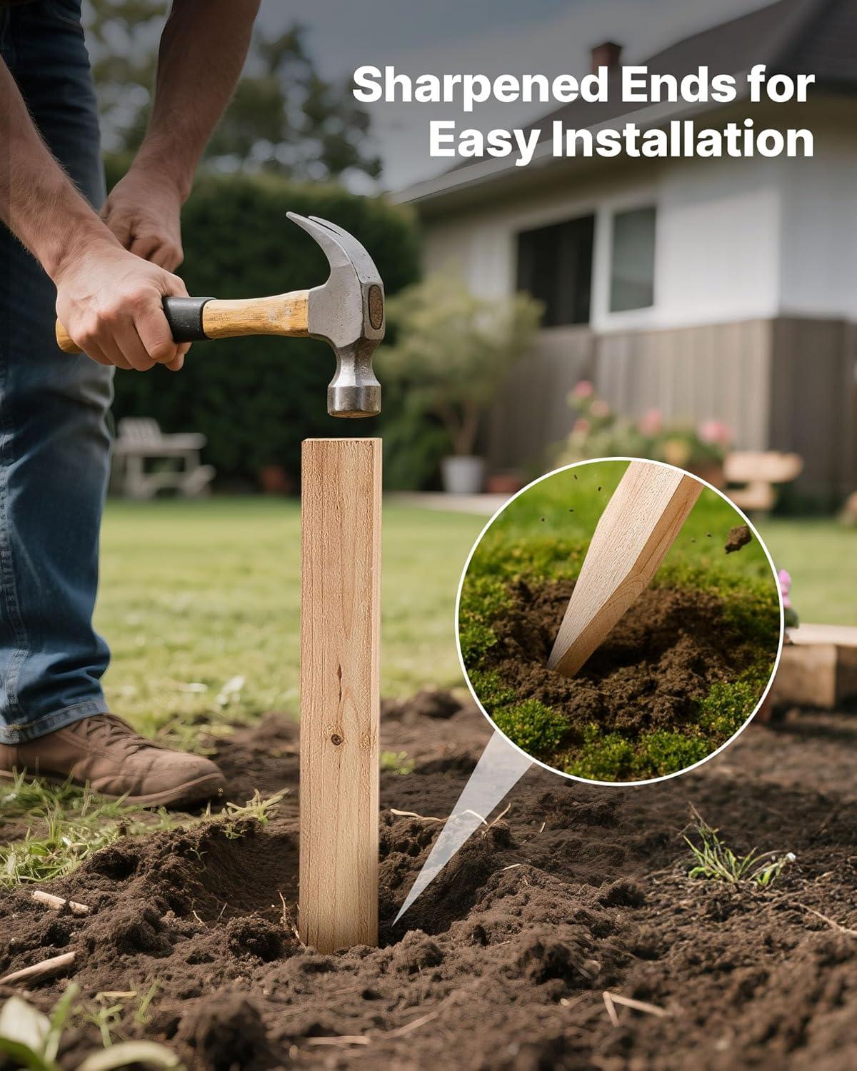 imageVEVOR Wooden Garden Stakes 25 Pcs 24 x 05 x15 in Survey Grading Stakes Garden Ground Stake with Sharp Point Fir Wood Plant Support Stake Sign Posts for Silt Fence Backyard Boundaries Baselines05 x 15 x 24in25pcs