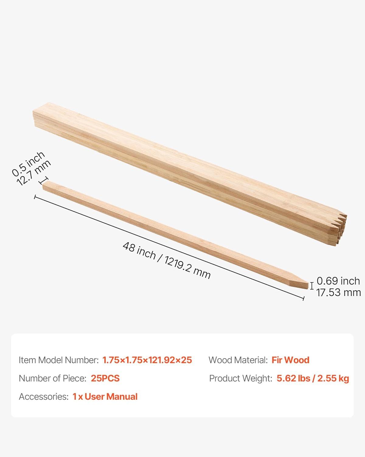 imageVEVOR Wooden Garden Stakes 25 Pcs 24 x 05 x15 in Survey Grading Stakes Garden Ground Stake with Sharp Point Fir Wood Plant Support Stake Sign Posts for Silt Fence Backyard Boundaries Baselines069 x 05 x 48in25pcs