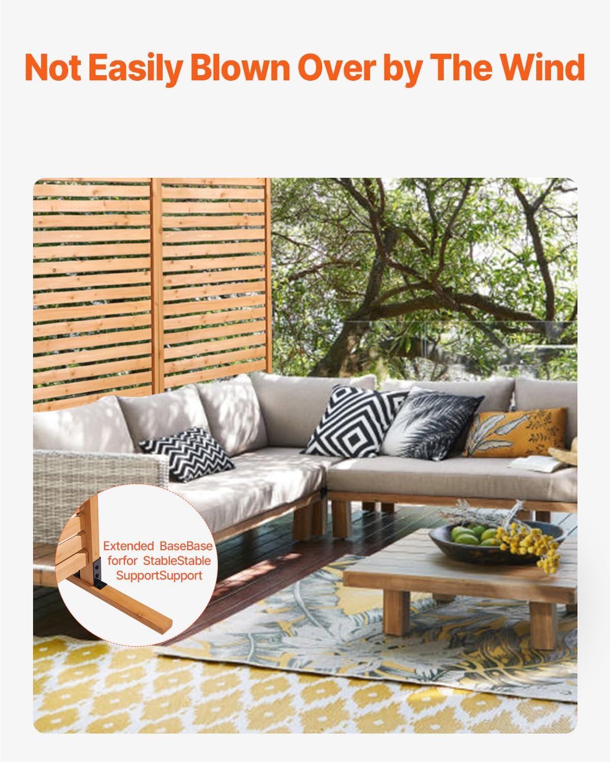 imageVEVOR Wooden Privacy Screen36quot W x 73quot H Outdoor Privacy Screen Freestanding Wood Privacy Panel with StandOutdoor Divider for Balcony Patio Lawn Garden