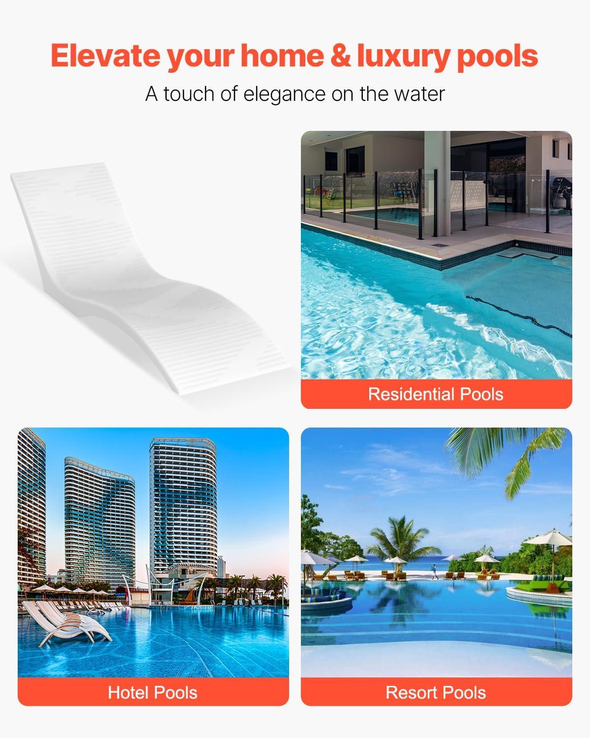 imageVEVOR inPool Lounge Chairs Set of 2 Chaise Lounger Inside Lounge Chairs for up to 5quot Water Depths Fixed in Pools ampamp Floating on Water Suitable for All Pool Types Poolside ampamp Sun Deck Tanning