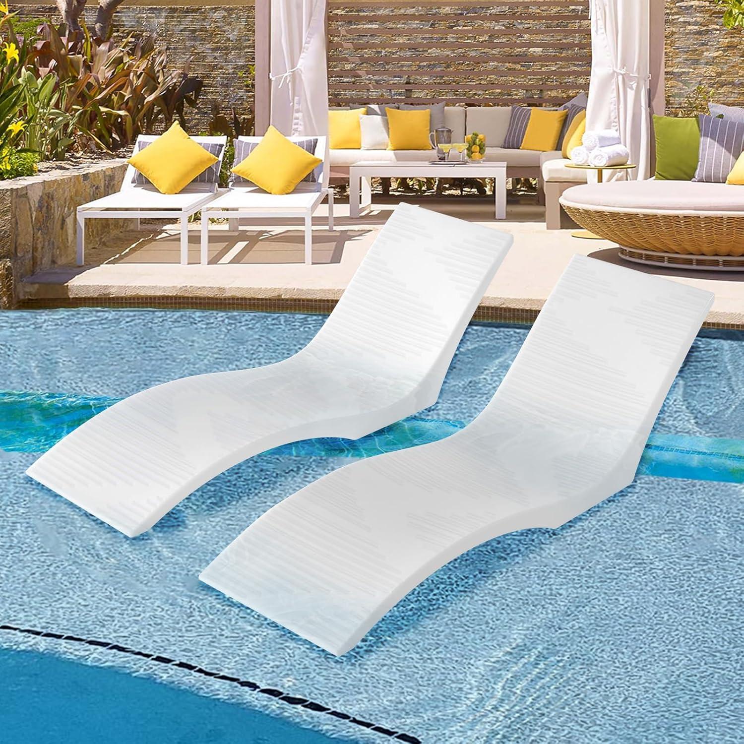 imageVEVOR inPool Lounge Chairs Set of 2 Chaise Lounger Inside Lounge Chairs for up to 5quot Water Depths Fixed in Pools ampamp Floating on Water Suitable for All Pool Types Poolside ampamp Sun Deck Tanning