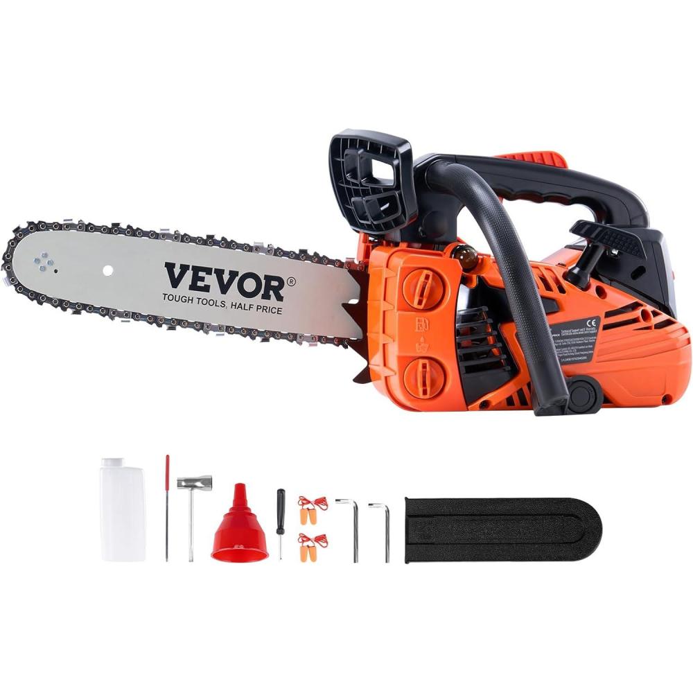 imageVEVOR 20inch 62CC Gas Powered Chainsaw 38 HP 2 Stroke Engine Gas Power Chainsaws with NonSlip Handle Gas Chainsaws with Dual Fuel Tanks For Wood Cutting Tree Trimming and Land Clearing254CC 12inch