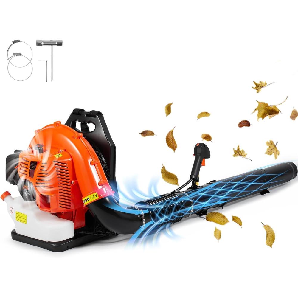 imageVEVOR 63CC Backpack Leaf Blower Gas Powered 189L Tank Delivers 1110CFM ampamp 220MPH Perfect for Garden Maintenance Clearing Leaves ampamp Snow79CC Backpack