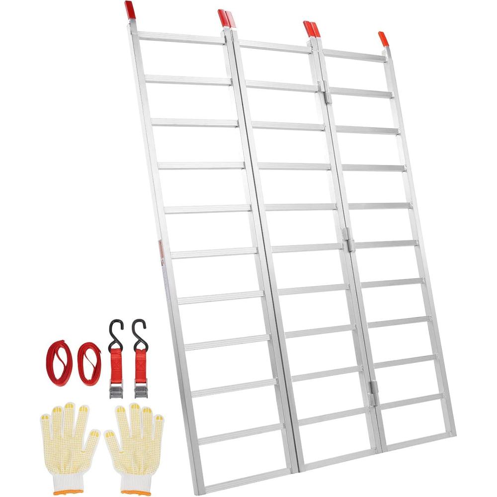 imageVEVOR Aluminum Ramps 1250lbs Straight Ramp with Treads and Load Straps Portable Loading Ramp for Motorcycles ATVs Trucks Lawn Mower Dirt Bike Garden Tractor 78quot L x 12quot W 2Pcs1500lbs