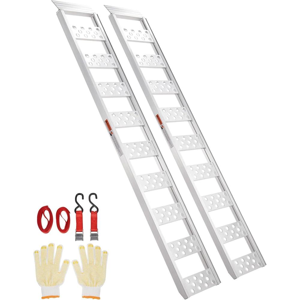 imageVEVOR Aluminum Ramps 1250lbs Straight Ramp with Treads and Load Straps Portable Loading Ramp for Motorcycles ATVs Trucks Lawn Mower Dirt Bike Garden Tractor 78quot L x 12quot W 2Pcs1250lbs