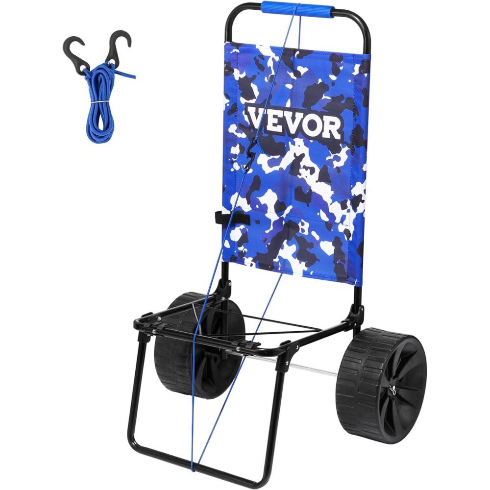 imageVEVOR Beach Dolly with Big Wheels for Sand 299quot x 154quot Cargo Deck w 12quot Balloon Wheels 165LBS Loading Capacity Folding Sand Cart ampamp 27quot to 447quot Adjustable Height Heavy Duty Cart for Beach15 x 16 Cargo Deck  10 PE Solid Wheels