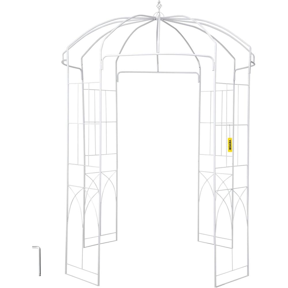 imageVEVOR Birdcage Shape Garden Arch 9 High x 66 Wide Heavy Duty Wrought Iron Arbor Wedding Trellis for Climbing Vines in Outdoor Garden Lawn Backyard Patio BlackWhite