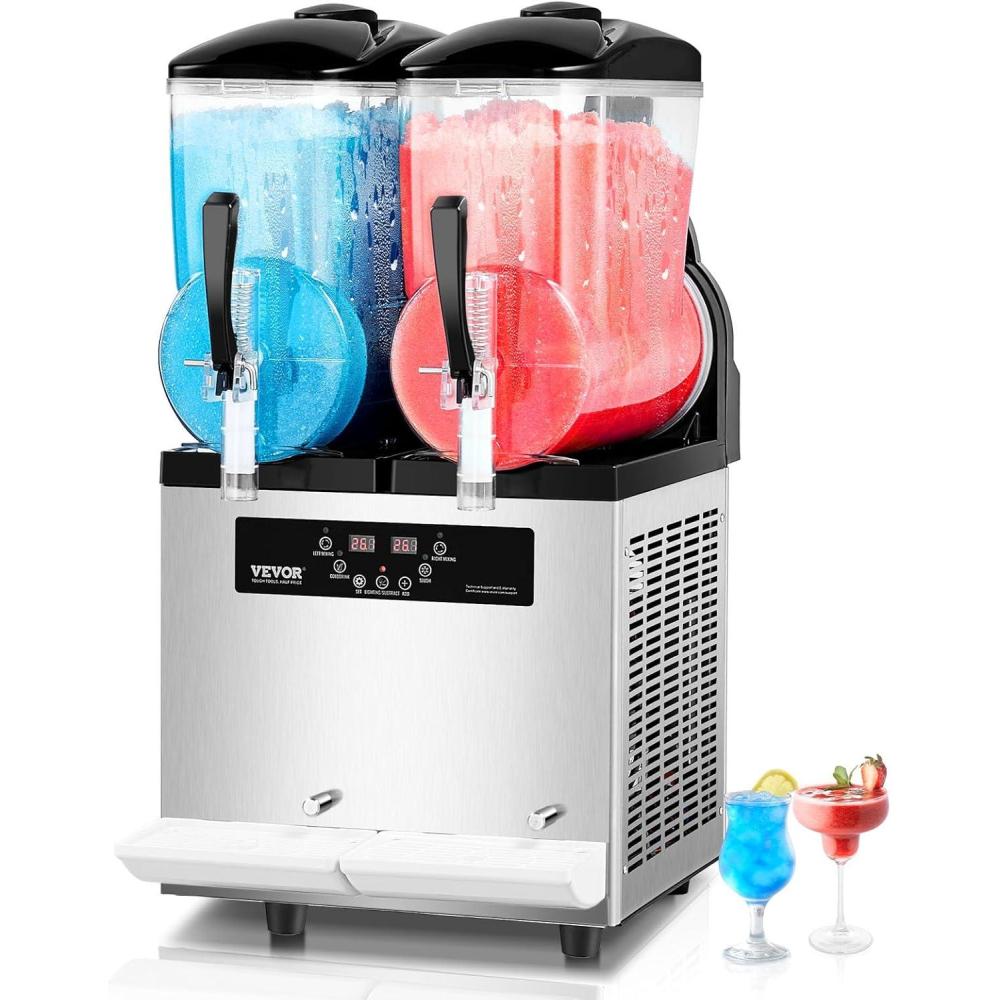 imageVEVOR Commercial Slushy Machine 12Lx3 Triple Tank Frozen Drink Machine 144 Cups Stainless Steel Margarita Smoothie Frozen Drink Maker Slushie Maker for Home Party Restaurants Cafe Bars24L