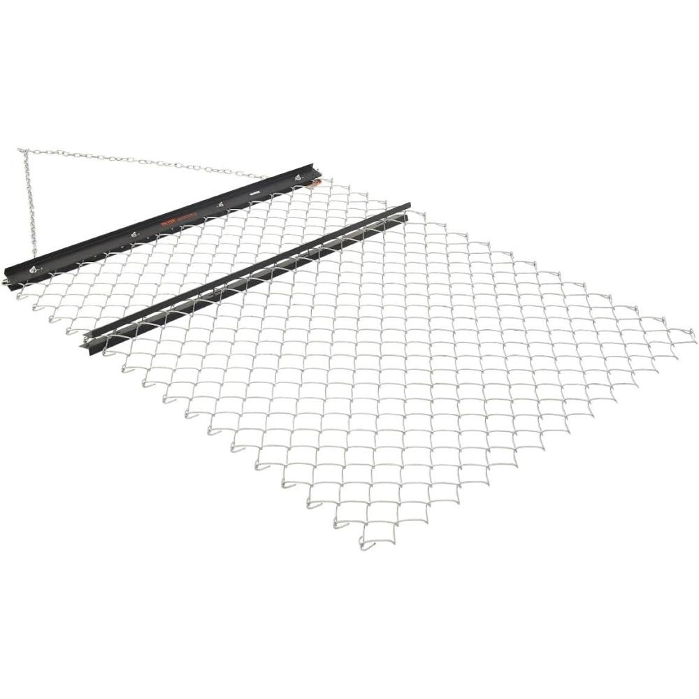 imageVEVOR Drag Harrow 4 x 5 ft Chain Harrow  Made from Q235 Steel UTV Tractor Attachments for Landscape Leveling or Sod Prepping Durable Harrow Rake for Gravel Driveway Farm Field Garden Black4 x 5 ft