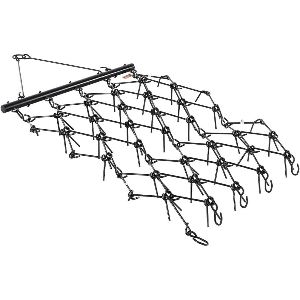 imageVEVOR Drag Harrow 4 x 5 ft Chain Harrow  Made from Q235 Steel UTV Tractor Attachments for Landscape Leveling or Sod Prepping Durable Harrow Rake for Gravel Driveway Farm Field Garden Black4 x 56 ft