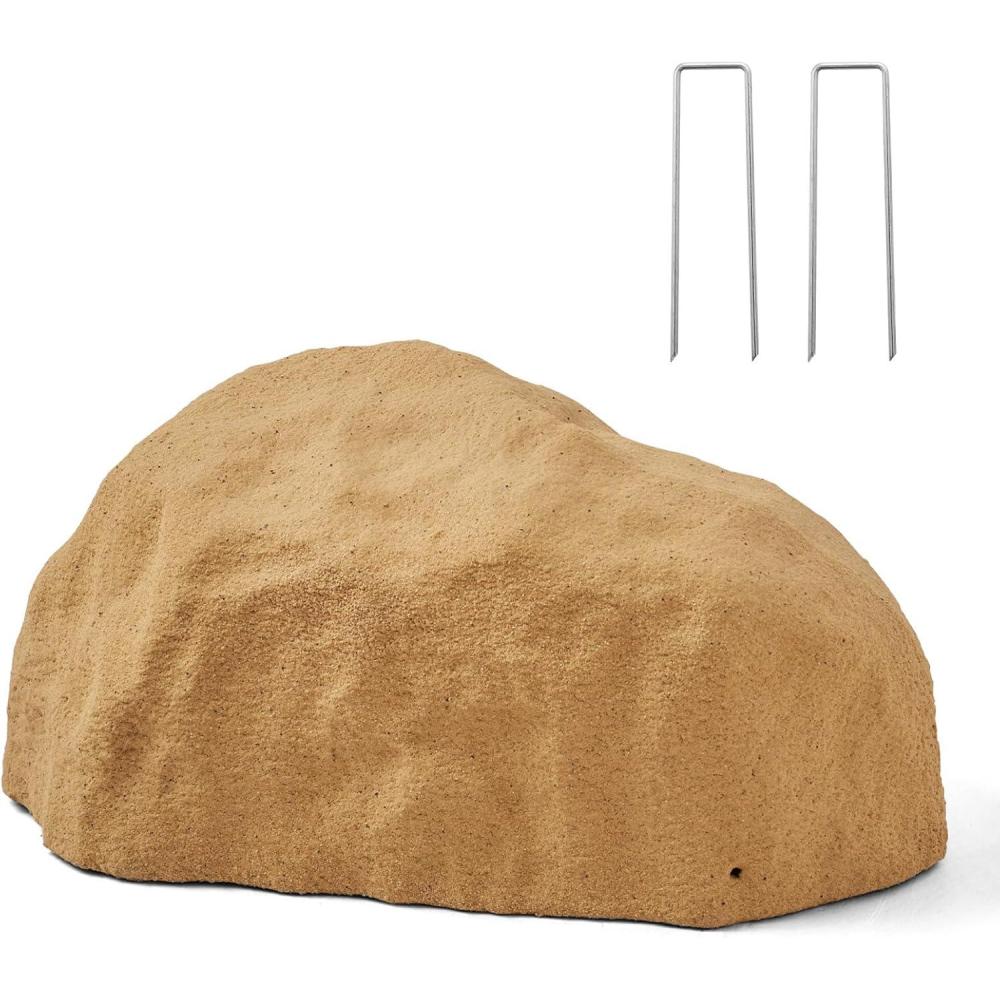 imageVEVOR Faux Rock Cover Outdoor Fake Rock Well Pump Cover Realistic Natural Texture Lightweight ampamp WeatherResistant Artificial Boulder for Landscaping Garden Yard Dcor Sandy Brown Small SizeIrregular ovalsmall sizesandy yellow