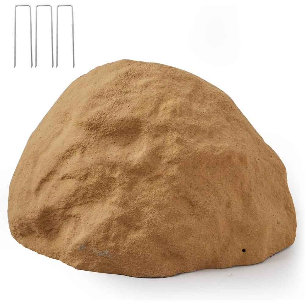 imageVEVOR Faux Rock Cover Outdoor Fake Rock Well Pump Cover Realistic Natural Texture Lightweight ampamp WeatherResistant Artificial Boulder for Landscaping Garden Yard Dcor Sandy Brown Small SizeIrregular ovalMedium sizesandy yellow