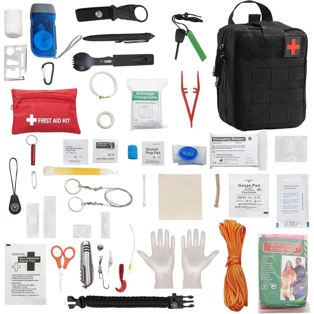 imageVEVOR First Aid Kit 500 Pieces 600D Nylon Large Survival First Aid Bag Emergency Medical Supplies for Home Car Office Travel Camping Truck Hiking Sports Vehicle and Outdoor EmergenciesBlack