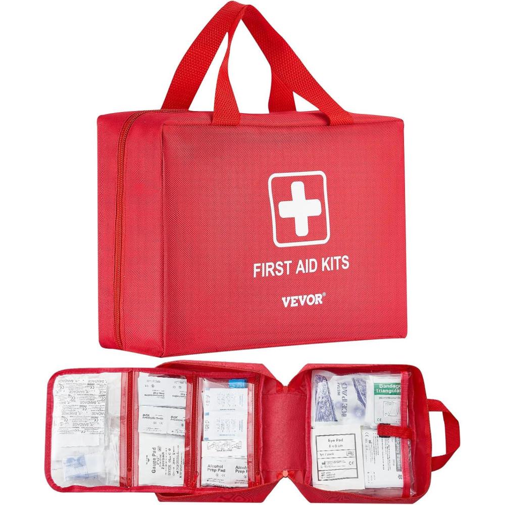 imageVEVOR First Aid Kit 500 Pieces 600D Nylon Large Survival First Aid Bag Emergency Medical Supplies for Home Car Office Travel Camping Truck Hiking Sports Vehicle and Outdoor EmergenciesRed