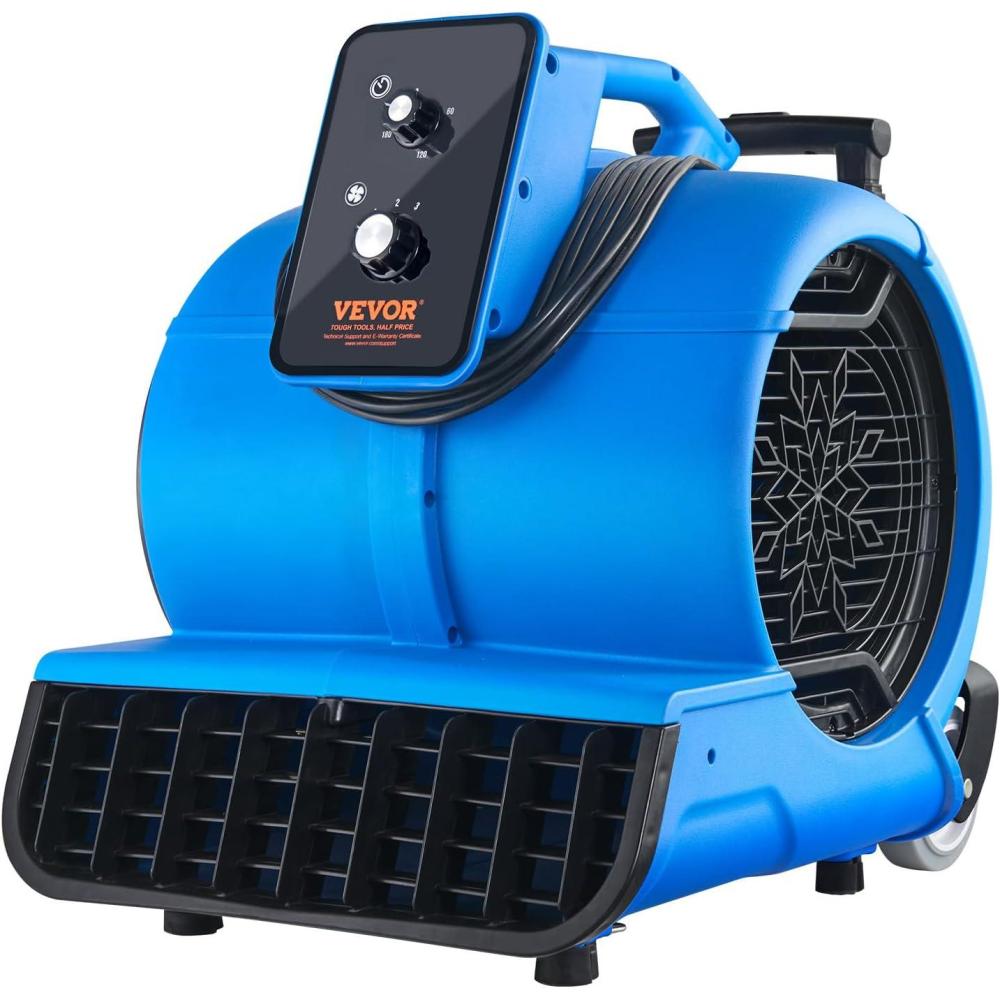 imageVEVOR Floor Blower 1560 RPM 4000 CFM Air Mover for Drying and Cooling Portable Carpet Dryer Fan with 3 Blowing Angles Timer 3Speeds Adjustment for Janitorial Home Commercial Use490 x 400 x 480 mm