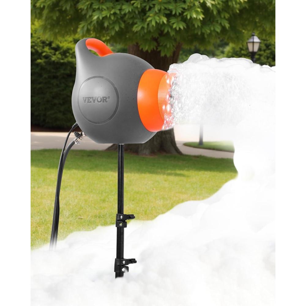 imageVEVOR Foam Machine 115 W Party Foam Cannon Portable Foam Maker with a Tripod Stand Powerful Foam Party Machine for Backyard Pool Outdoor Events Birthdays Celebrations and Party Grey ampamp YellowOrange