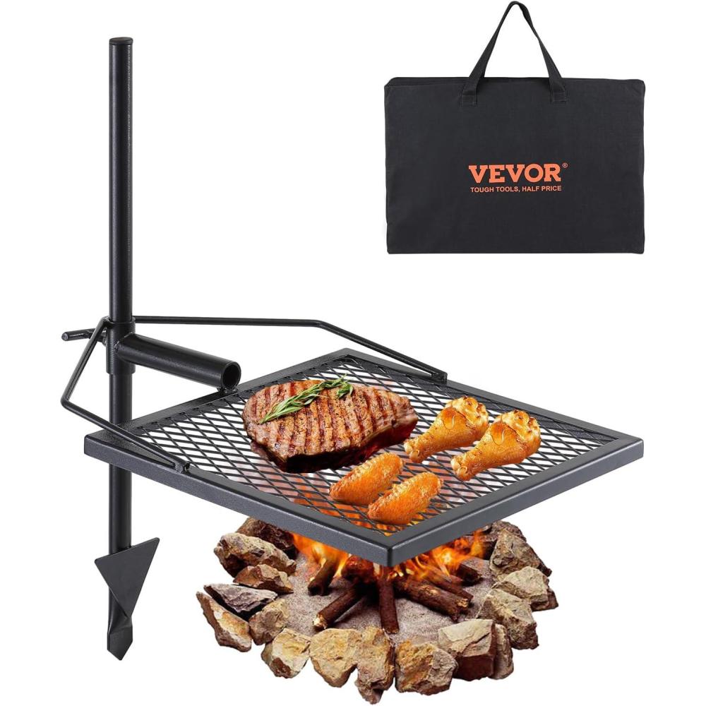 imageVEVOR Folding Campfire Grill Heavy Duty Steel Mesh Grate 224quot Portable Camping Grates Over Fire Pit Camp Fire Cooking Equipment with Legs Carrying Bag Grilling Rack for Outdoor Open Flame Cooking1616 inch