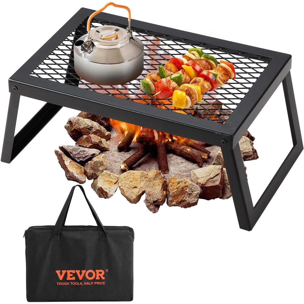 imageVEVOR Folding Campfire Grill Heavy Duty Steel Mesh Grate 224quot Portable Camping Grates Over Fire Pit Camp Fire Cooking Equipment with Legs Carrying Bag Grilling Rack for Outdoor Open Flame Cooking181212 inch