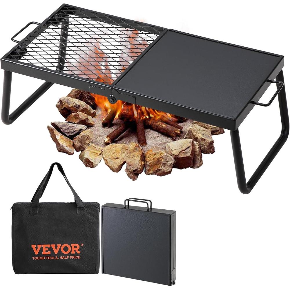 imageVEVOR Folding Campfire Grill Heavy Duty Steel Mesh Grate 224quot Portable Camping Grates Over Fire Pit Camp Fire Cooking Equipment with Legs Carrying Bag Grilling Rack for Outdoor Open Flame Cooking22411 inch