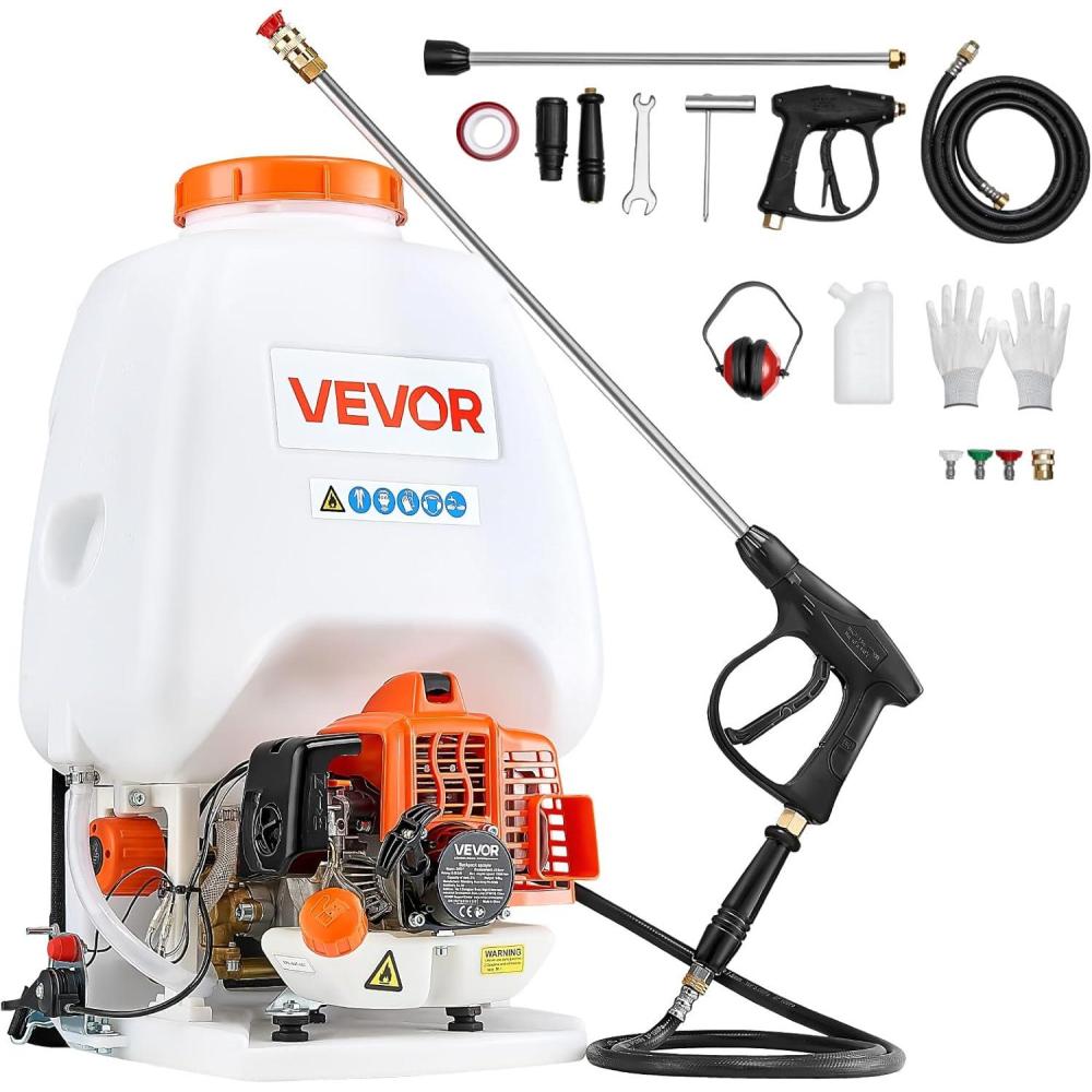 imageVEVOR Gas Powered Backpack Sprayer 265CC 09HP Engine Garden Sprayer with 65 Gallon Tank Large Area Coverage Lawn Spraying Machine with 24 in Wand ampamp Nozzles for Efficient Gardening ampamp Farming65 Gal Backpack Sprayer