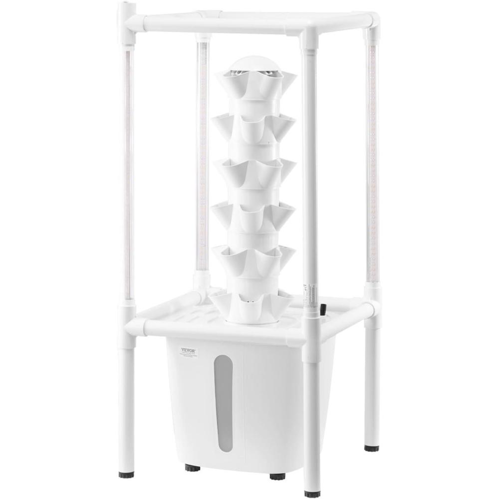 imageVEVOR Hydroponic Growing System with Grow Light 30 Pods Vertical 6 Tiers Hydroponic Tower Home Hydronic Garden with Water Pump Plants Germination Kit for Indoor Herbs Fruits and Vegetables6 Tiers30 PodsWith Grow Light
