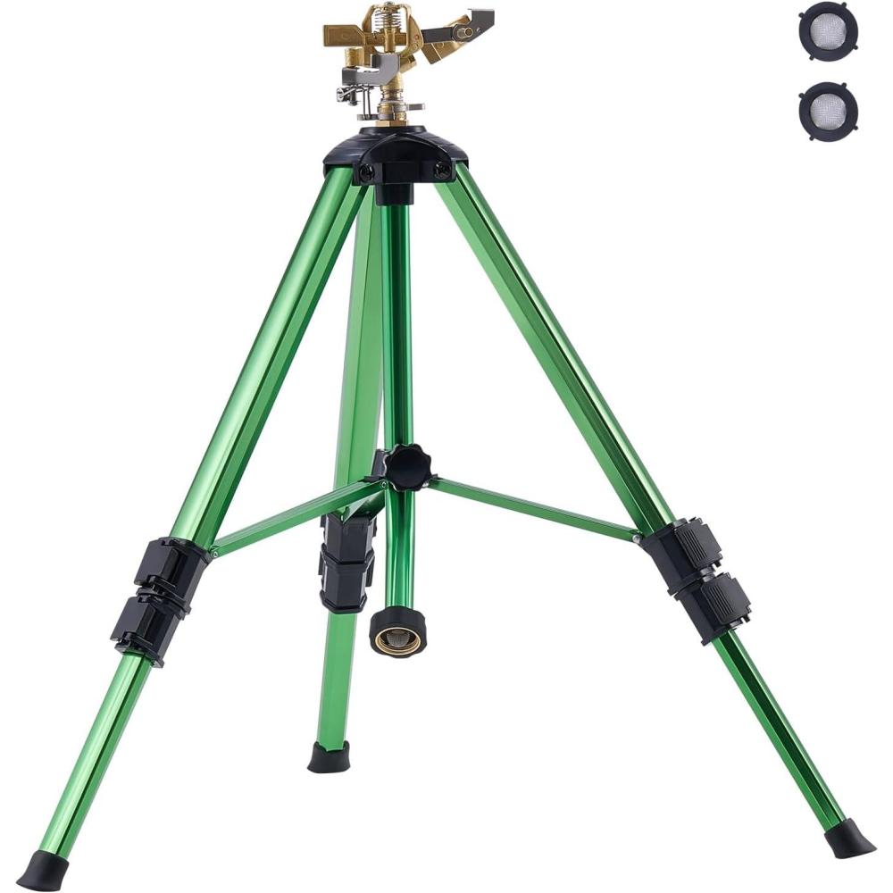 imageVEVOR Impact Sprinkler on Tripod Base 2 Packs Heavy Duty Tripod Sprinklers with Brass Head ampamp 34quot NH Connector 360 Degree Large Area Irrigation Sprinkler Adjustable Heights Sprinkler for Yard1PC