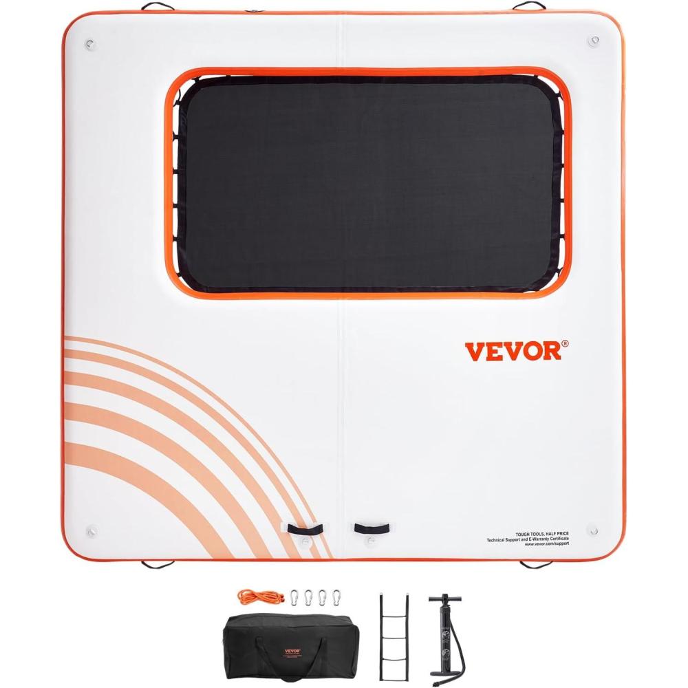 imageVEVOR Inflatable Floating Dock Inflatable Dock Platform NonSlip Air Dock Platform with Portable Carrying Bag ampamp Detachable Ladder Floating Platform Island Raft for Pool Beach Ocean10 x 10 FTMesh Version