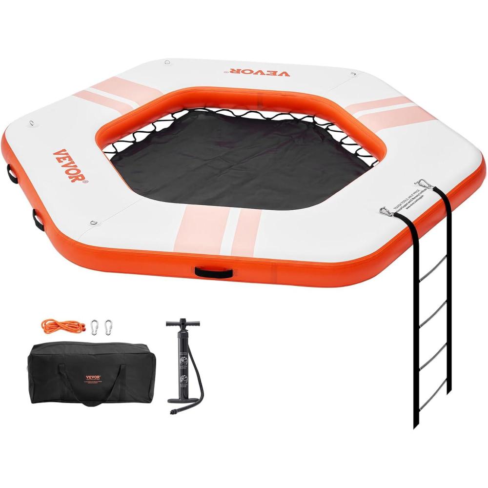 imageVEVOR Inflatable Floating Dock Inflatable Dock Platform NonSlip Air Dock Platform with Portable Carrying Bag ampamp Detachable Ladder Floating Platform Island Raft for Pool Beach Ocean85 FTHexagonal Version