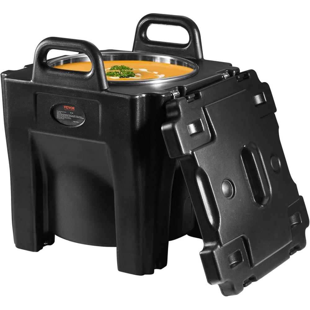 imageVEVOR Insulated Food Pan Carrier 95 Qt Hot Box for Catering LLDPE Food Box Carrier with Double Buckles Front Loading Food Warmer for Restaurant Canteen etcBlack