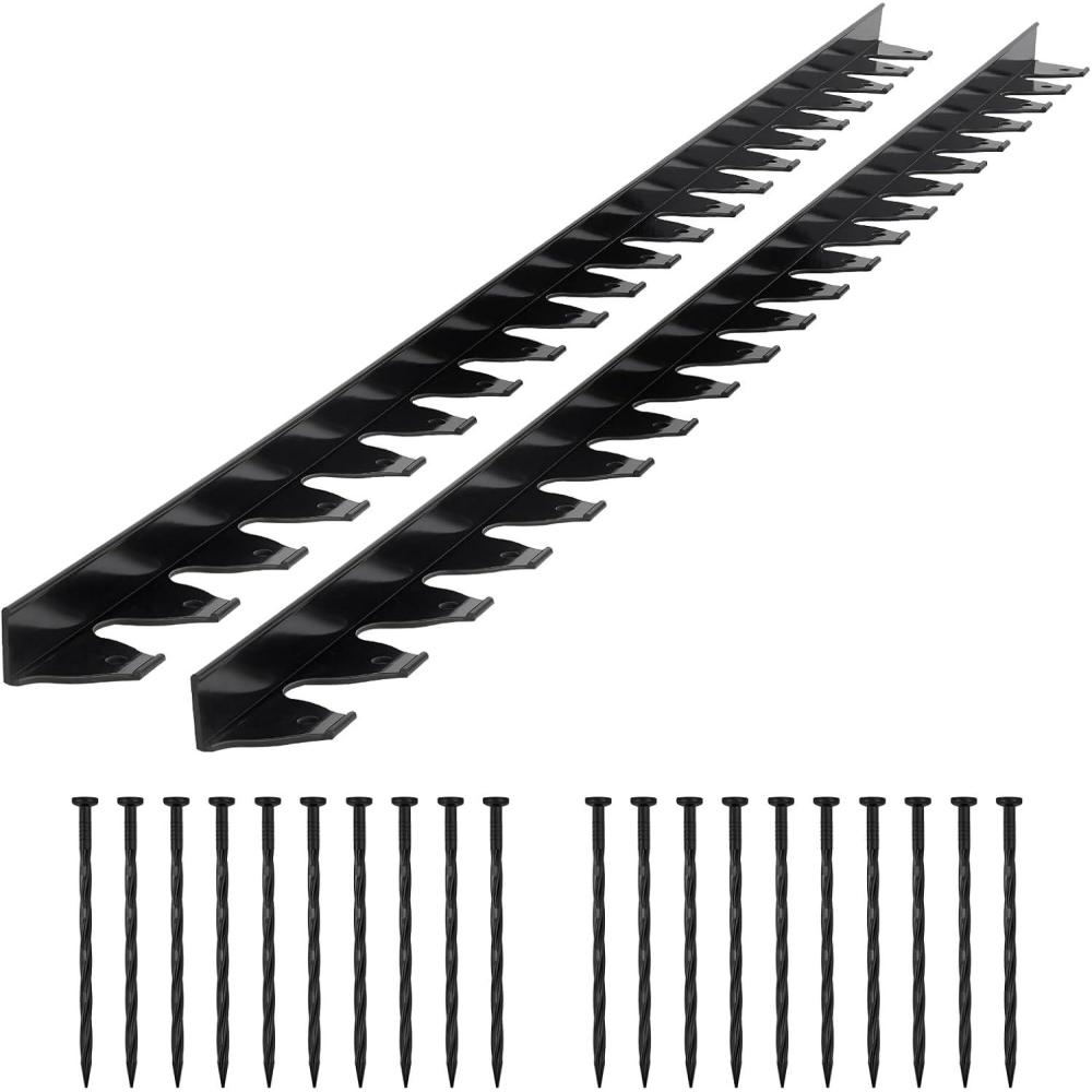 imageVEVOR Landscape Edging 66 ft x 4 in Plastic Garden Border Edging with 60 Spikes ampamp 2 Ground Stakes No Dig Flexible Lawn Edgings Roll UVResistant Mini Fence Borders for Flower Beds Yard Paver60ft17inLshaped