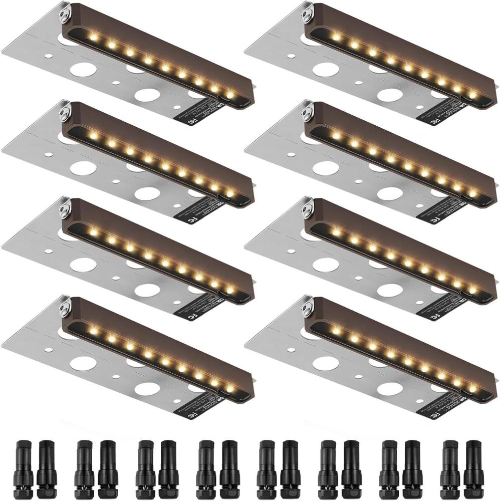 imageVEVOR Landscape Lighting 6W Low Voltage LED Landscape Lights IP66 Waterproof Landscape Spotlights Yard Lawn Garden Pathway Outdoor Lights 12V 24V 450LM Warm White 3000K 12 Pack with ConnectorsOutdoorLandscape Lights