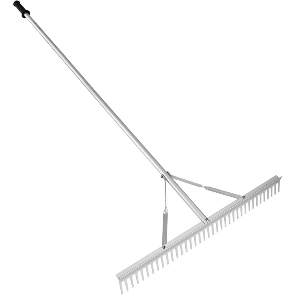 imageVEVOR Landscape Rake 36quot Head Aluminum Lake Weed Rake with 75quot Long Handle for Loosening Soil Lawn Care Weeding Lake Garden Silver75 Handle