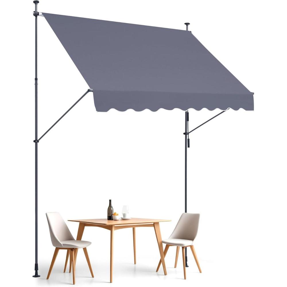 imageVEVOR Manual Retractable Awning 78quot Outdoor Retractable Patio Awning Sunshade Shelter Adjustable Patio Door Window Awning Canopy with 39quot Sun Shade Curtain for Backyard Garden Balcony Dark Gray98  47