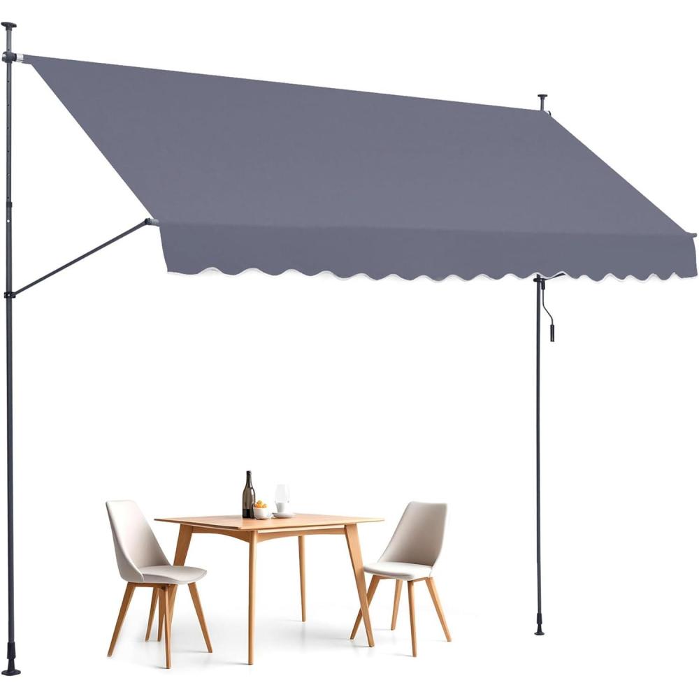 imageVEVOR Manual Retractable Awning 78quot Outdoor Retractable Patio Awning Sunshade Shelter Adjustable Patio Door Window Awning Canopy with 39quot Sun Shade Curtain for Backyard Garden Balcony Dark Gray157 47