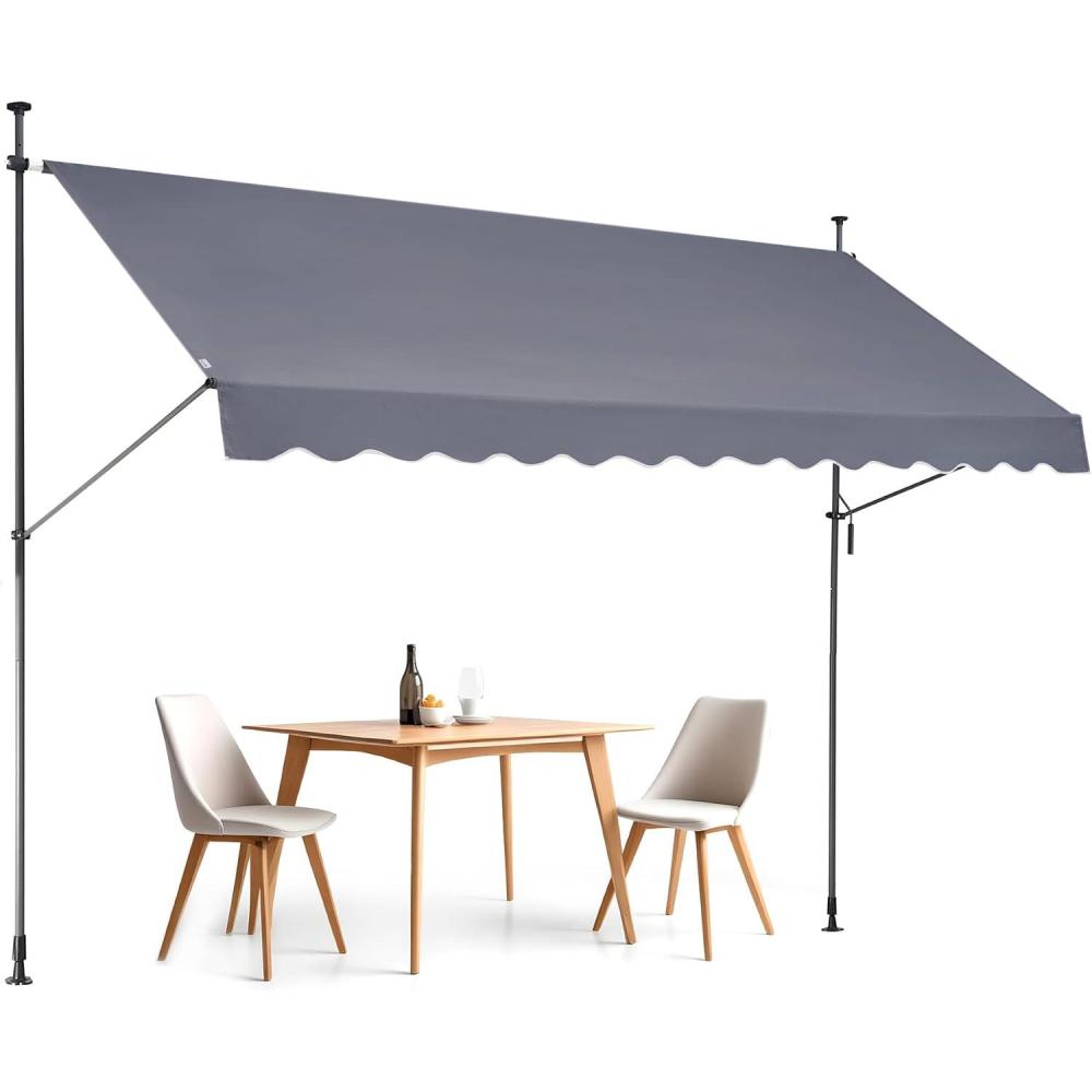 imageVEVOR Manual Retractable Awning 78quot Outdoor Retractable Patio Awning Sunshade Shelter Adjustable Patio Door Window Awning Canopy with 39quot Sun Shade Curtain for Backyard Garden Balcony Dark Gray138  47