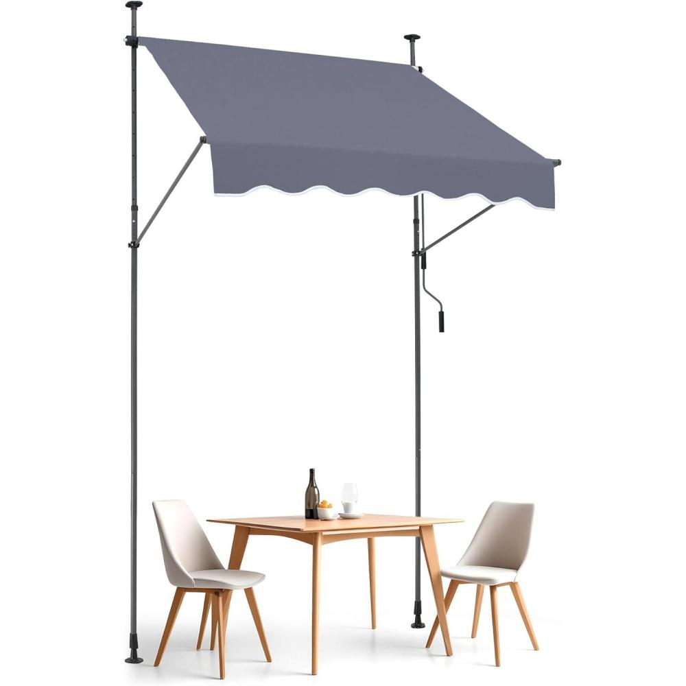 imageVEVOR Manual Retractable Awning 78quot Outdoor Retractable Patio Awning Sunshade Shelter Adjustable Patio Door Window Awning Canopy with 39quot Sun Shade Curtain for Backyard Garden Balcony Dark Gray59 47