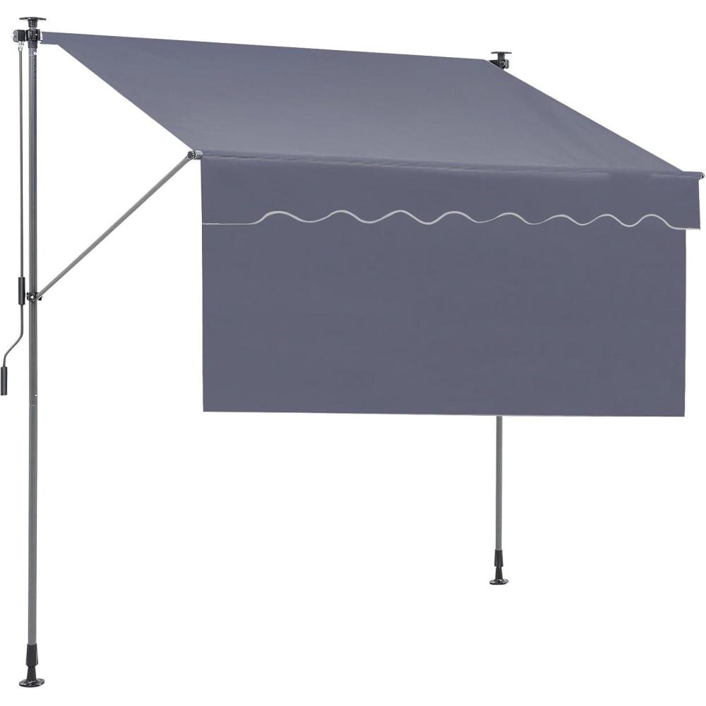 imageVEVOR Manual Retractable Awning 78quot Outdoor Retractable Patio Awning Sunshade Shelter Adjustable Patio Door Window Awning Canopy with 39quot Sun Shade Curtain for Backyard Garden Balcony Dark Gray118 47