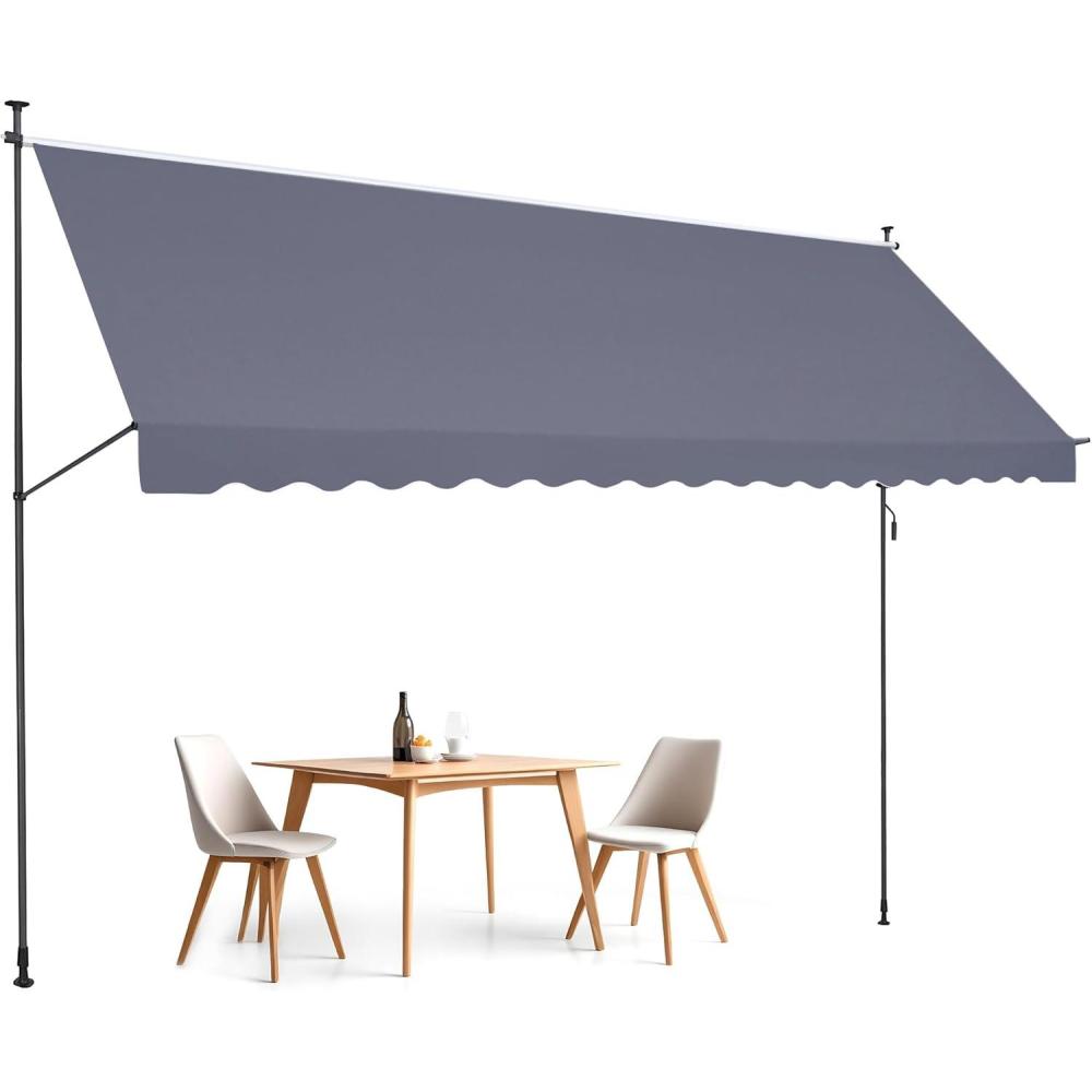 imageVEVOR Manual Retractable Awning 78quot Outdoor Retractable Patio Awning Sunshade Shelter Adjustable Patio Door Window Awning Canopy with 39quot Sun Shade Curtain for Backyard Garden Balcony Dark Gray178  47