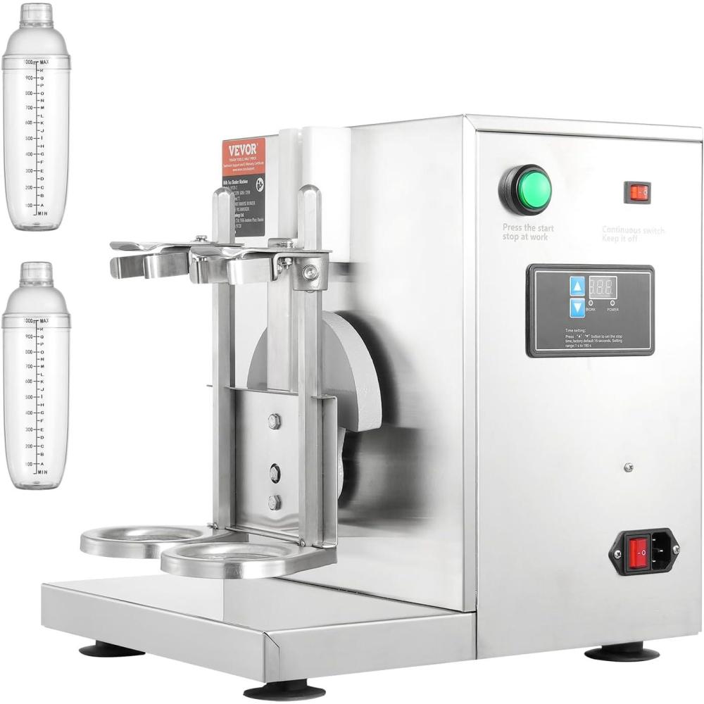 imageVEVOR Milk Tea Shaker Electric Milk Tea Maker Machine 0180s Adjustable Milk Tea Shake Mixer Machine with 750ML Stainless Steels Cup for Bubble Tea Boba Tea Juice Coffee Milk WineDouble 1000ML