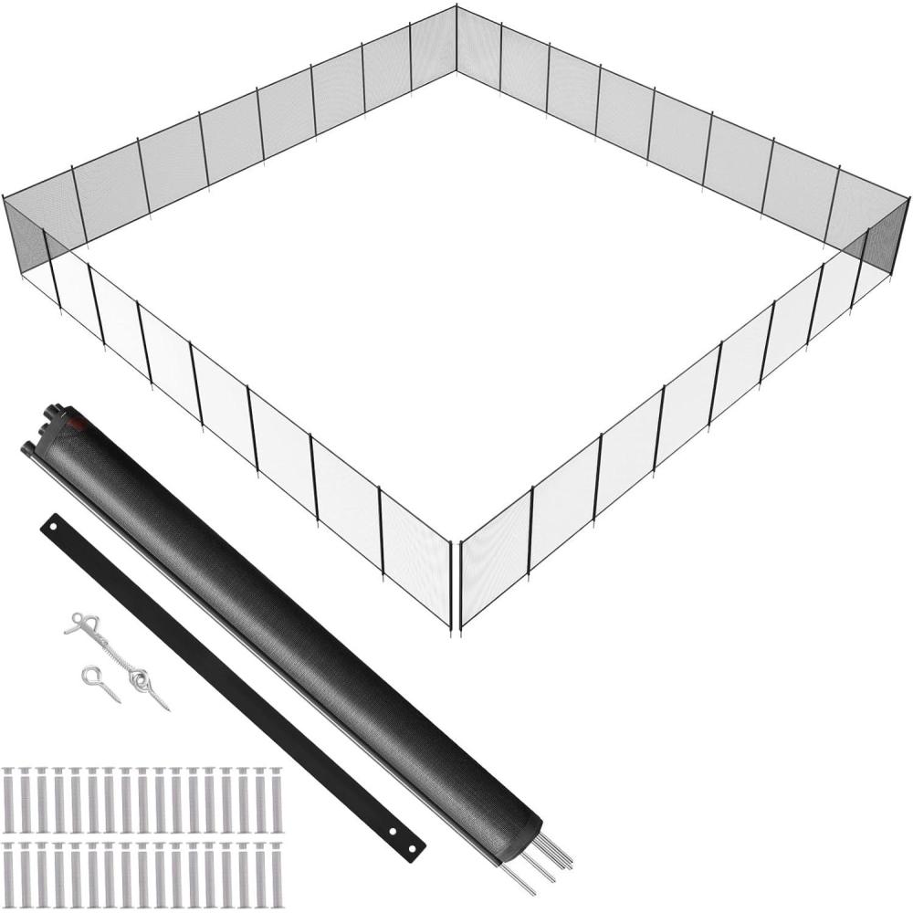 imageVEVOR Pool Fence 4 x 12 FT Pool Fences for Inground Pools Removable Pool Fencing Easy DIY Installation Swimming Pool Fence 340gms Teslin PVC Pool Fence Mesh Protects Kids and PetsStainless Feet