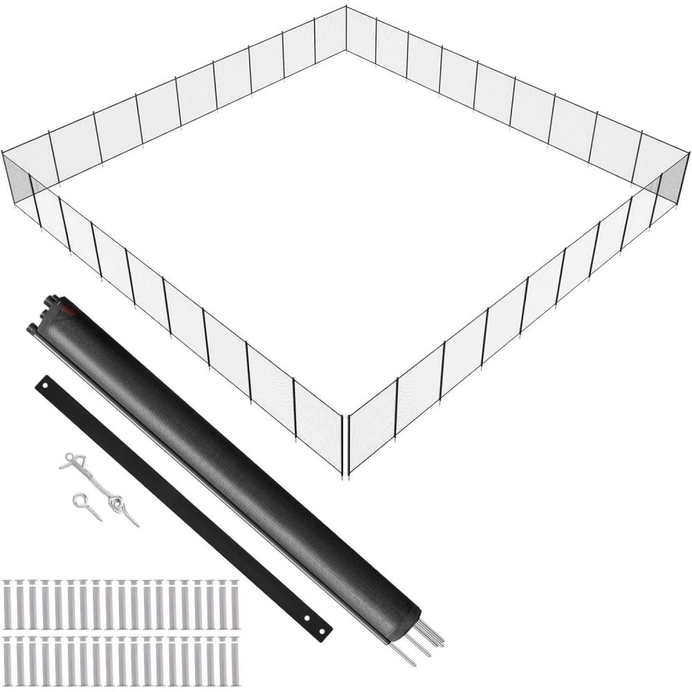 imageVEVOR Pool Fence 4 x 12 FT Pool Fences for Inground Pools Removable Pool Fencing Easy DIY Installation Swimming Pool Fence 340gms Teslin PVC Pool Fence Mesh Protects Kids and Pets4FTx108FT
