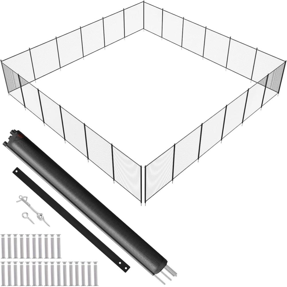 imageVEVOR Pool Fence 4 x 12 FT Pool Fences for Inground Pools Removable Pool Fencing Easy DIY Installation Swimming Pool Fence 340gms Teslin PVC Pool Fence Mesh Protects Kids and Pets4FTx72FT
