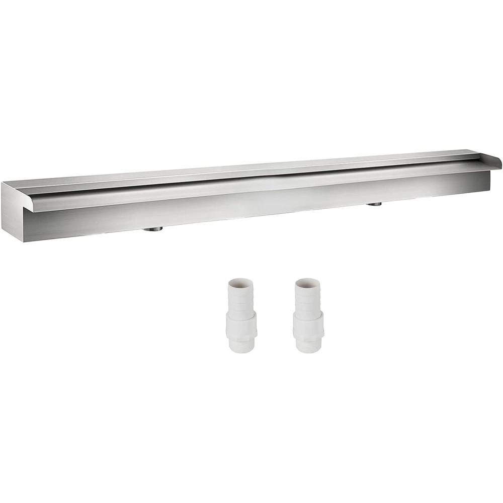 imageVEVOR Pool Fountain Stainless Steel Pool Waterfall Spillway with Pipe Connector Rectangular Garden Outdoor 591quot59in